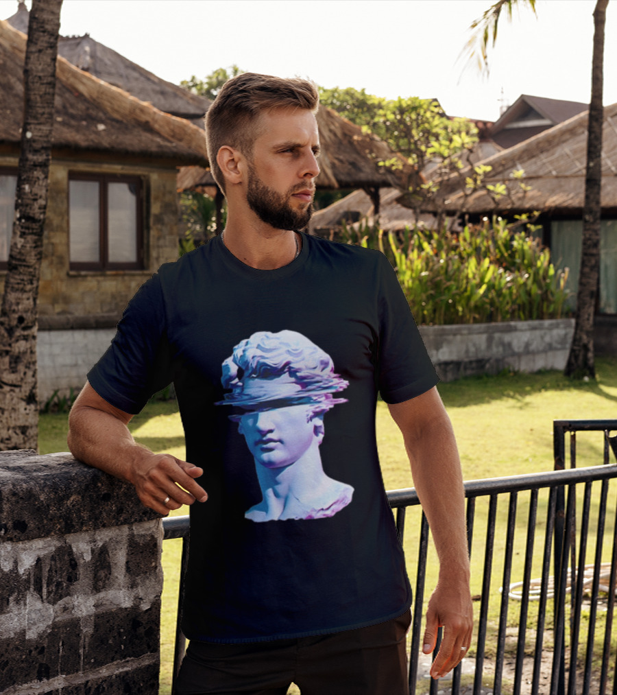 You Are Not Forgotten Classical Statue Bust Glitch Wave Distortion David Vaporwave Aesthetic T-Shirt