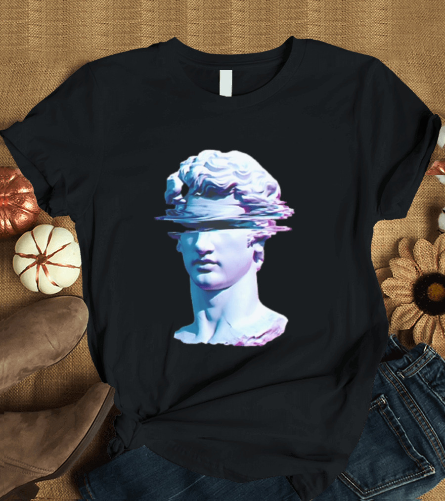 You Are Not Forgotten Classical Statue Bust Glitch Wave Distortion David Vaporwave Aesthetic T-Shirt