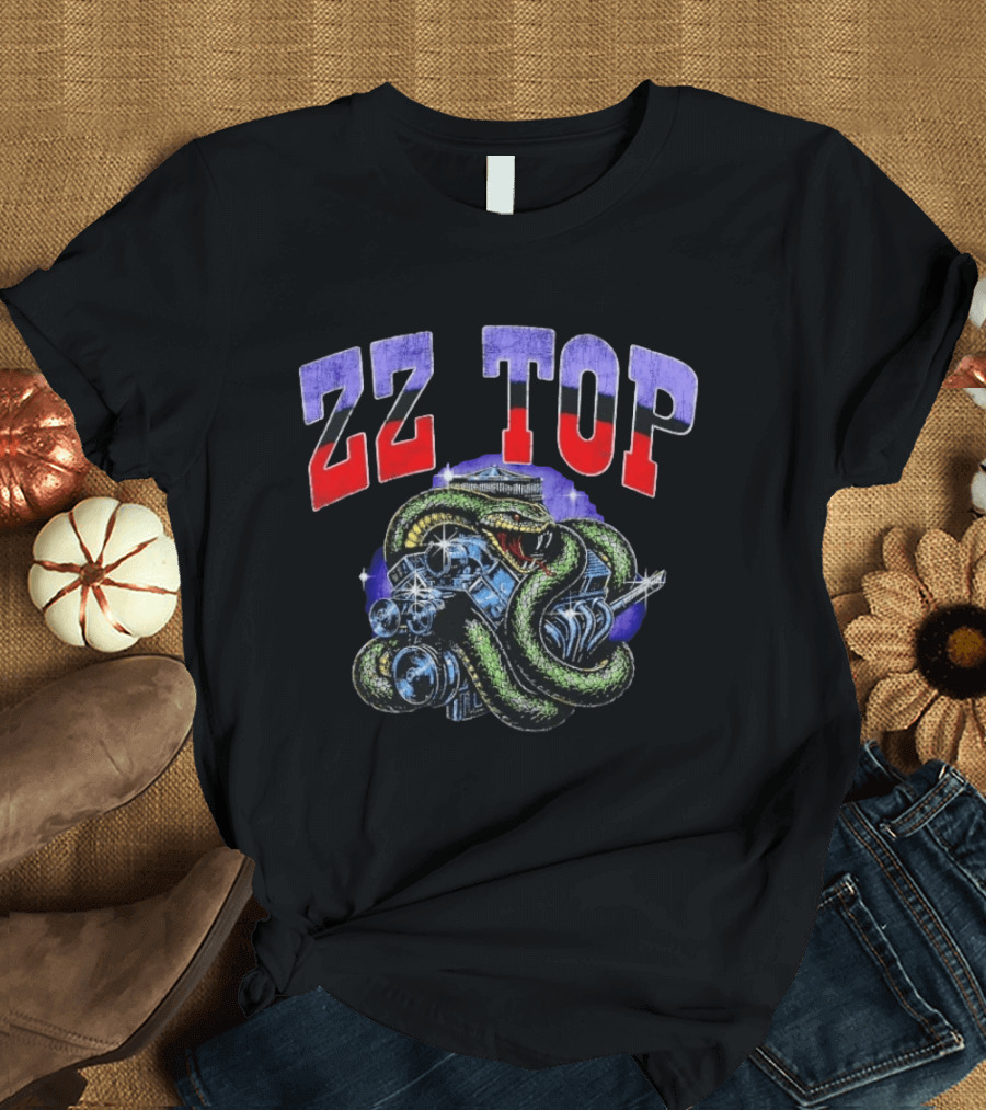 ZZ Top Snake And Engine Classic Rock Band T-Shirt