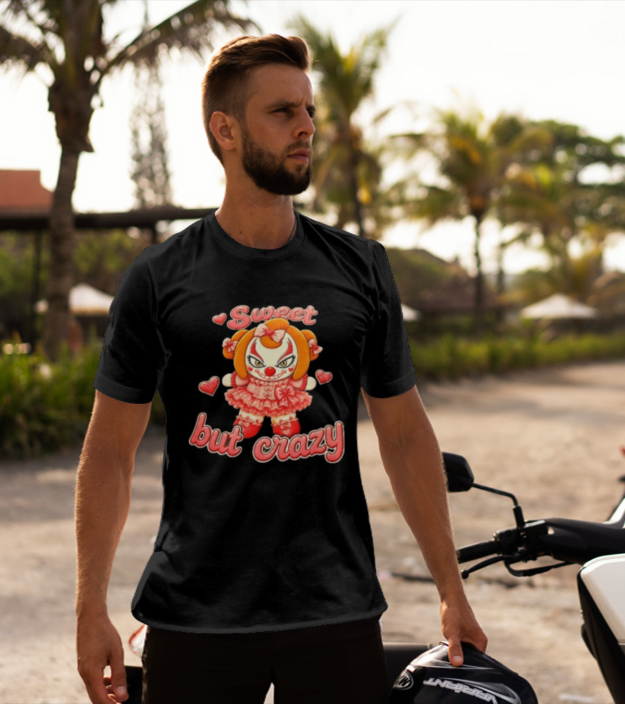 Sweet But Crazy Evil Harlequin Clown Doll Hearts T-Shirt