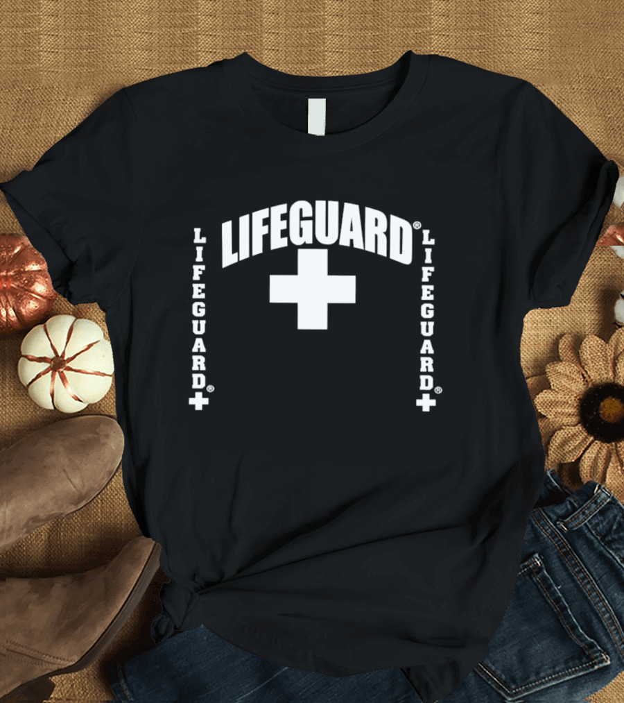 Lifeguard Cross Lifeguard Text Professional Water Safety Beach Patrol T-Shirt
