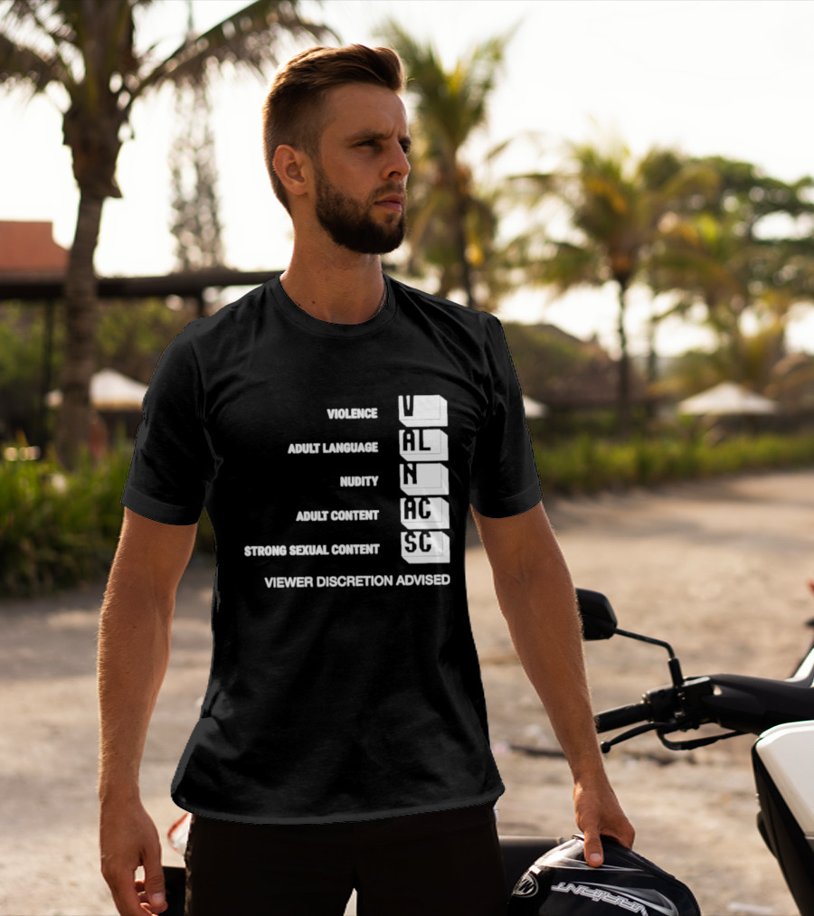 Viewer Discretion Advised Violence Adult Language Nudity Sexual Content T-Shirt