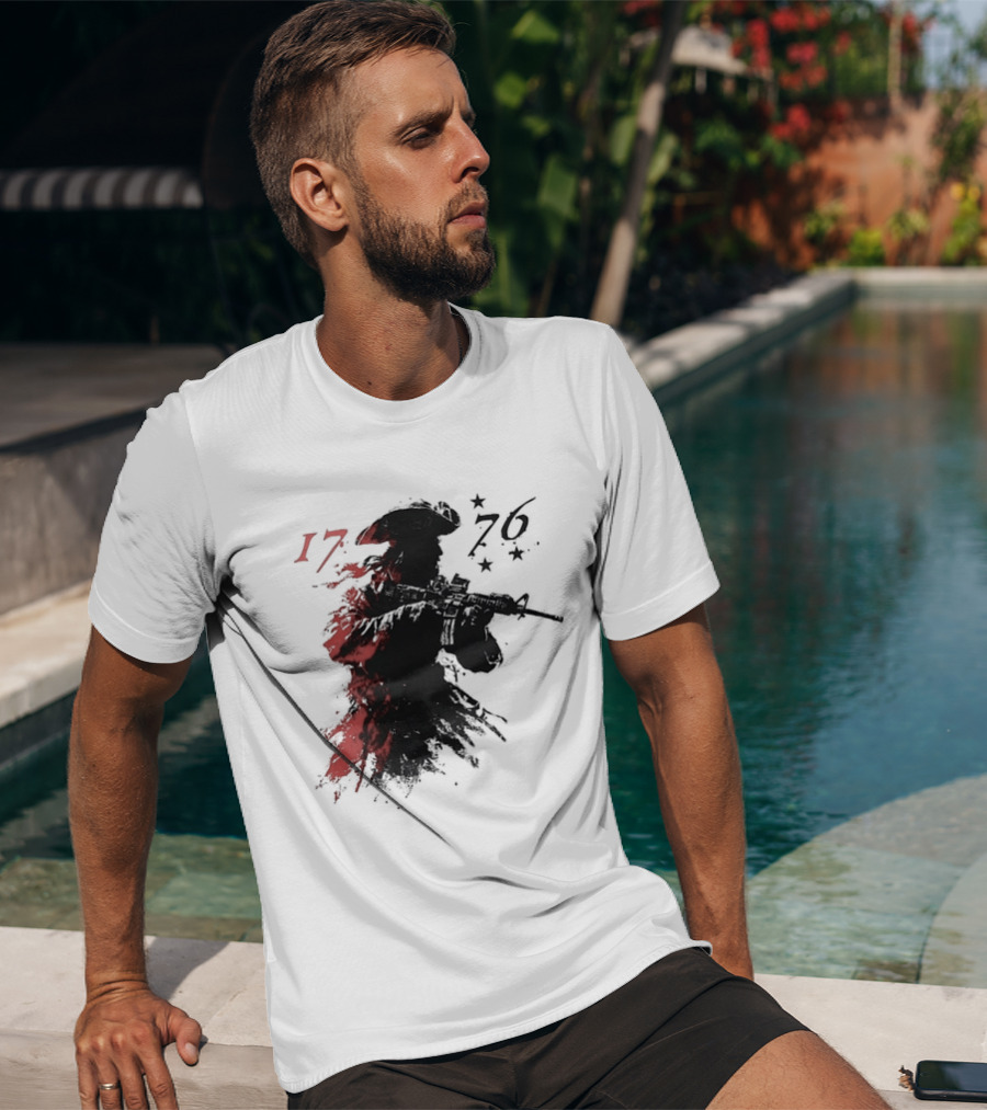 American Patriot With Rifle Patriotic1776 T-Shirt