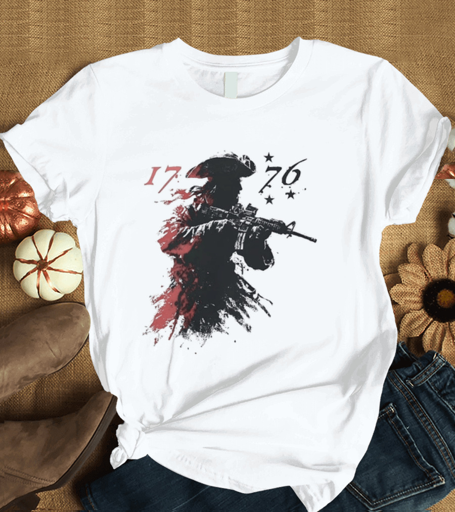 American Patriot With Rifle Patriotic1776 T-Shirt