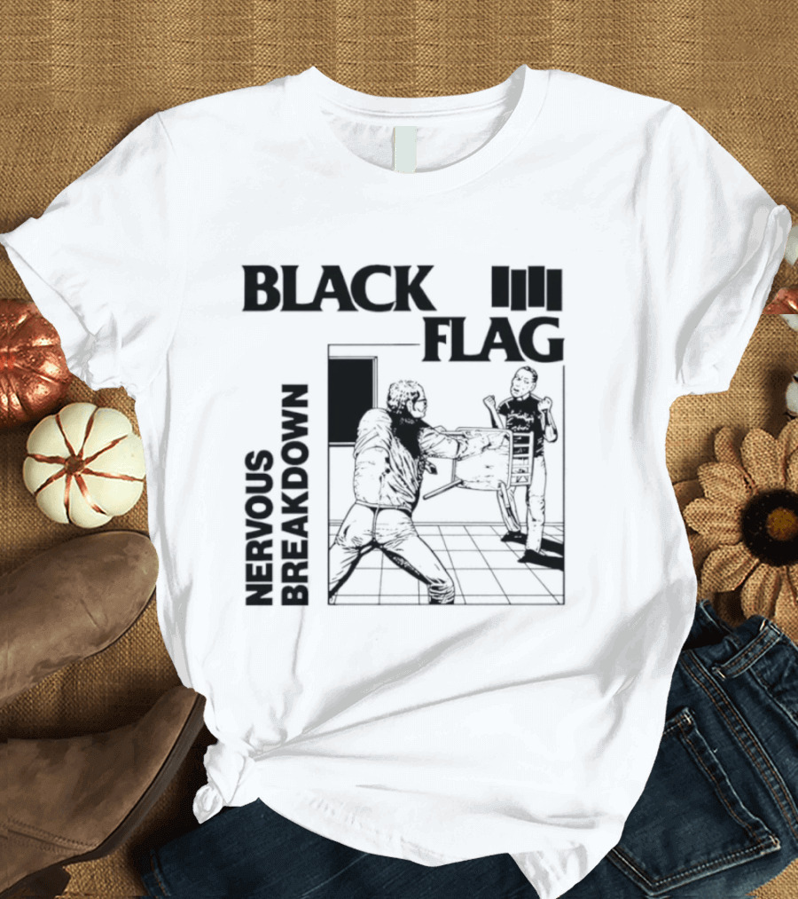 Black Flag Nervous Breakdown Punk Rock Band Iconic Album Cover T-Shirt