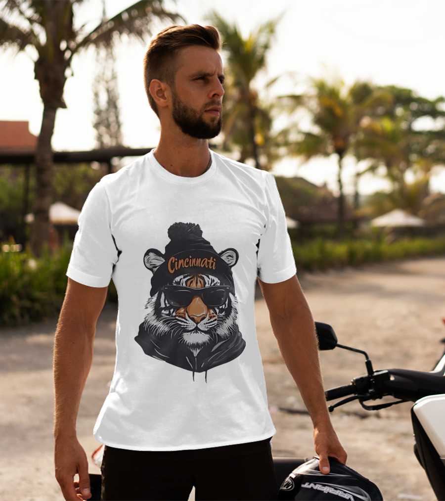 Cincinnati Tiger Beanie With Sunglasses T-Shirt