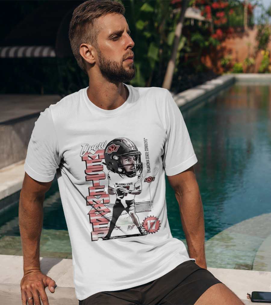 Drew Mestemaker 17 Oklahoma State Cowboys OSU Football T-Shirt