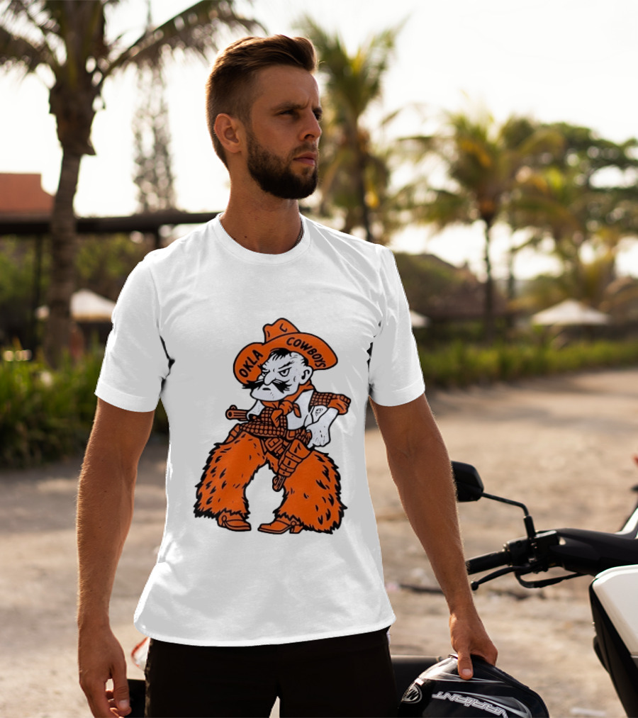Oklahoma Cowboys Pistol Pete Orange Cowboy T-Shirt