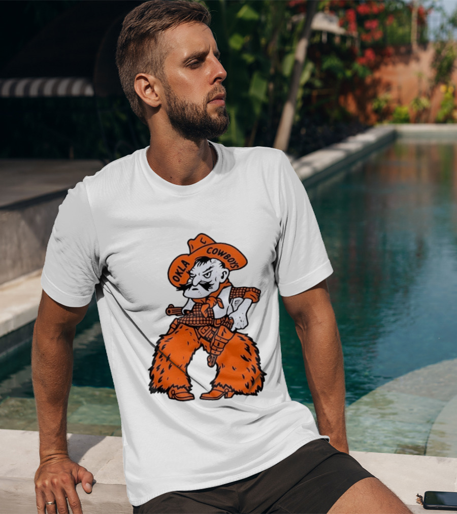 Oklahoma Cowboys Pistol Pete Orange Cowboy T-Shirt