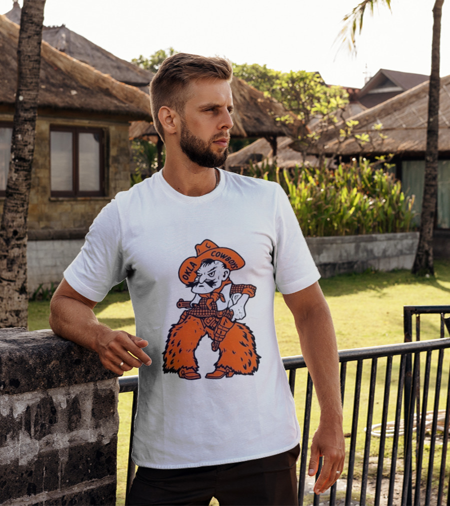 Oklahoma Cowboys Pistol Pete Orange Cowboy T-Shirt