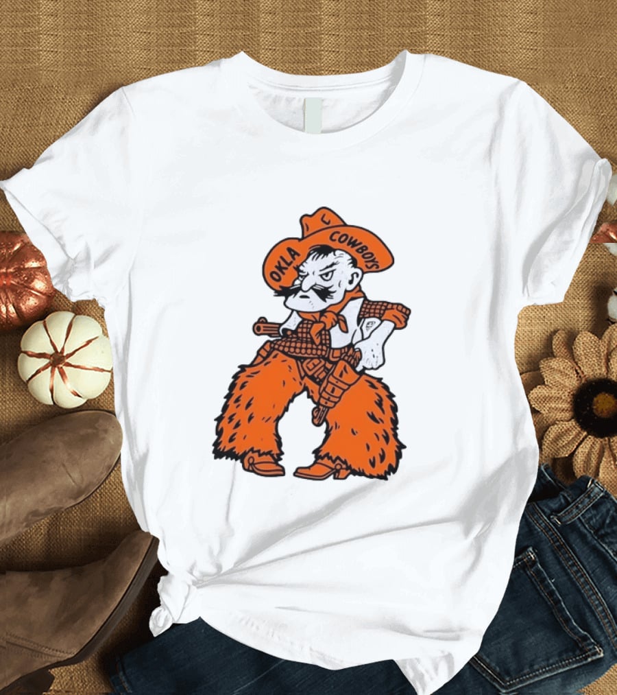 Oklahoma Cowboys Pistol Pete Orange Cowboy T-Shirt