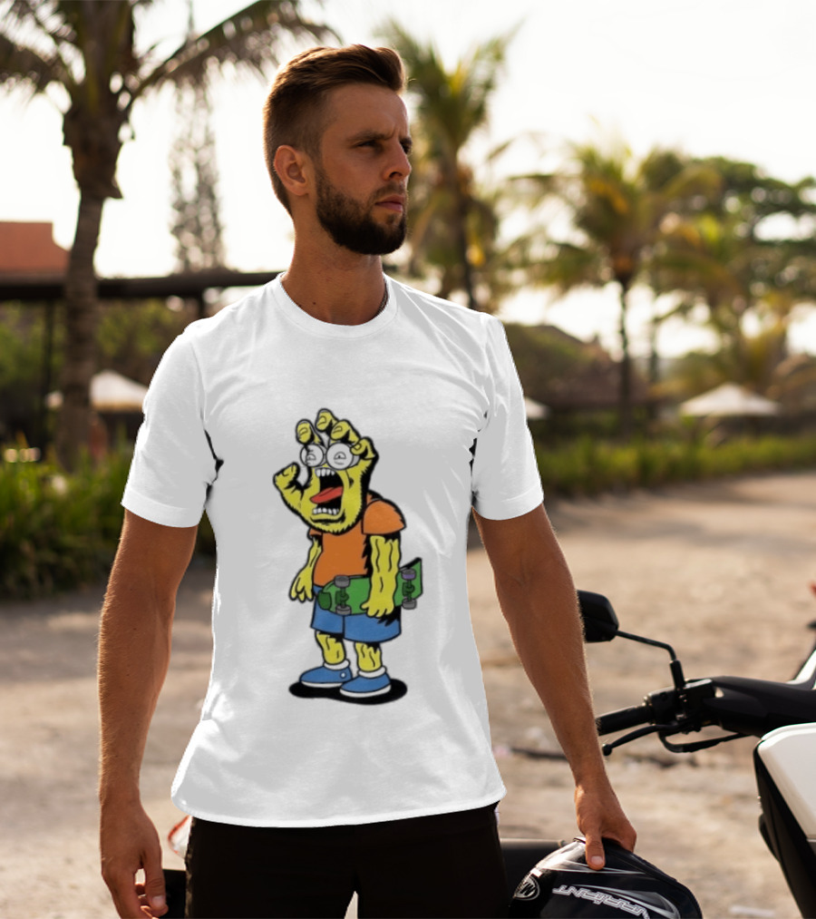 Screaming Hans The Simpsons Bootleg Character With Skateboard T-Shirt