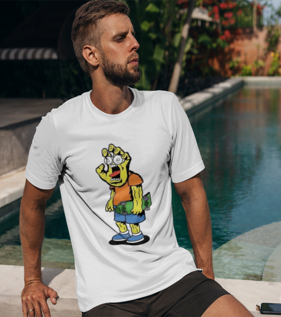 Screaming Hans The Simpsons Bootleg Character With Skateboard T-Shirt