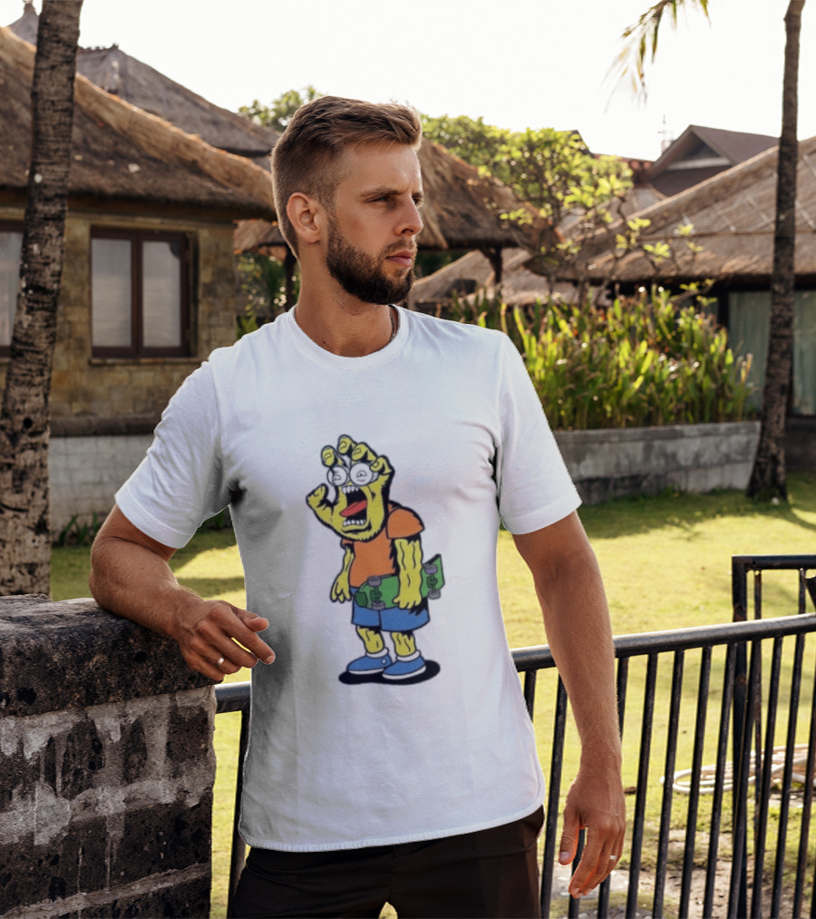 Screaming Hans The Simpsons Bootleg Character With Skateboard T-Shirt