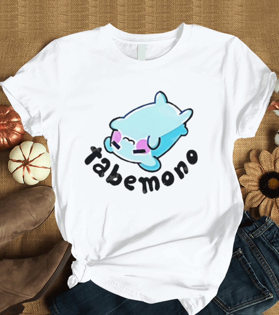 Tabemono Kawaii Anime Cute Blue Character With Blushing Cheeks T-Shirt
