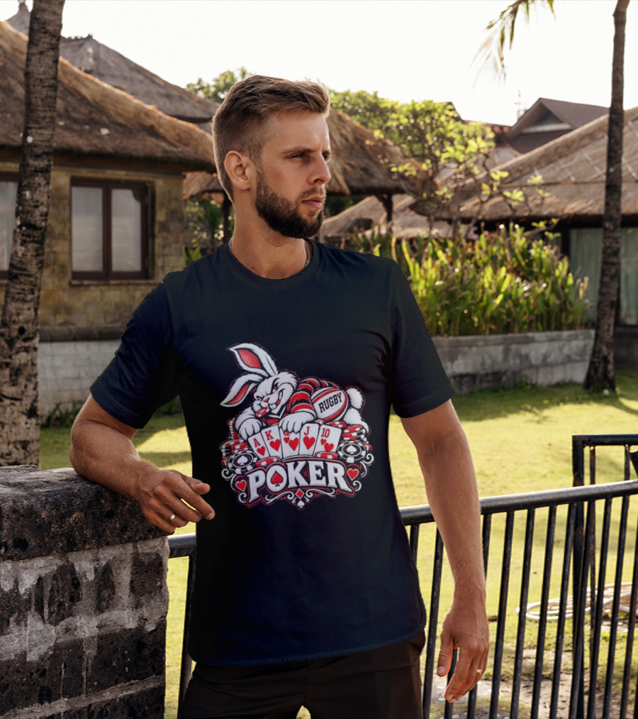 Rugby Poker Rabbit Royal Flush Card Game T-Shirt
