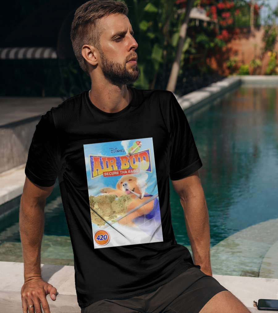 Disney Air Bud Secure Tha Bagg 420 Meme Basketball Dog Smoking T-Shirt