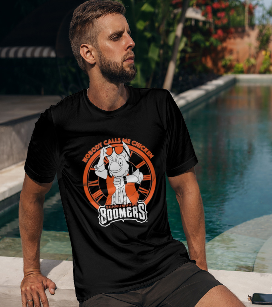 Schaumburg Boomers Nobody Calls Me Chicken Baseball Team Orange And White T-Shirt