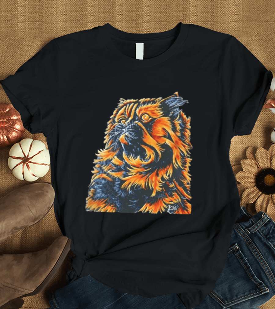 Fluffy Orange Black Tortoiseshell Persian Cat Painting 8/26 T-Shirt