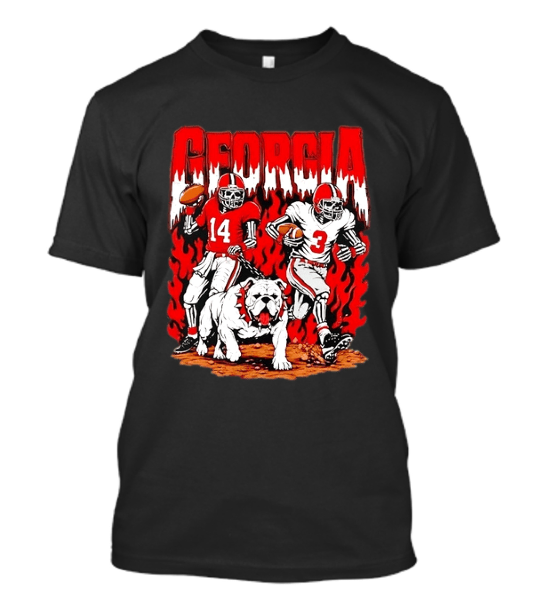 Georgia Bulldogs Football Skeleton Players 14 And 3 With Bulldog T-Shirt