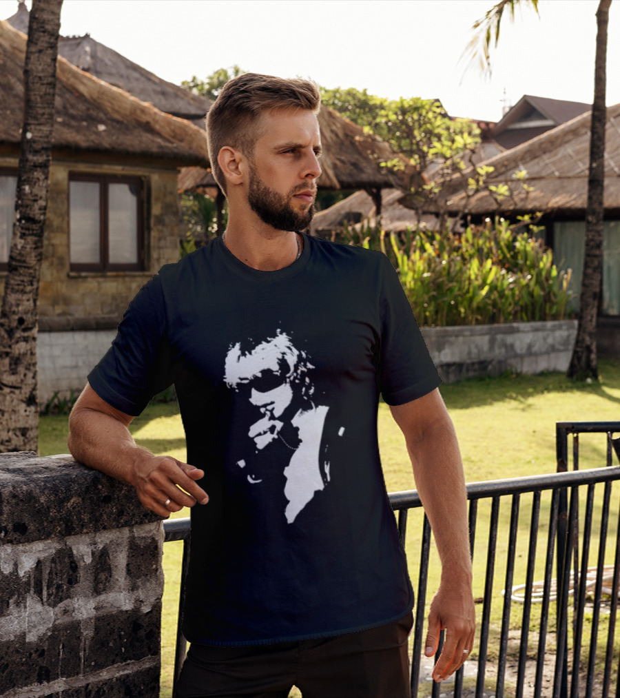High Contrast Stencil Style Iconic Sunglasses Smoking Man T-Shirt
