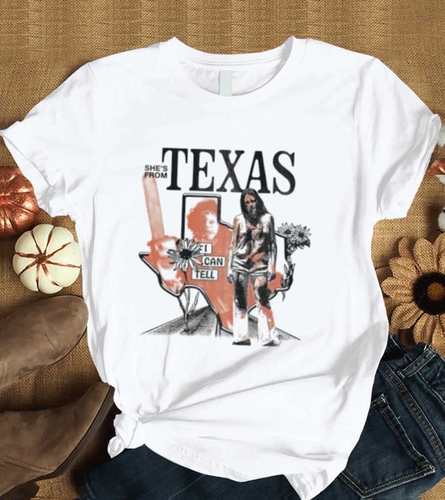 She's From Texas I Can Tell Leatherface Halloween Chainsaw T-Shirt