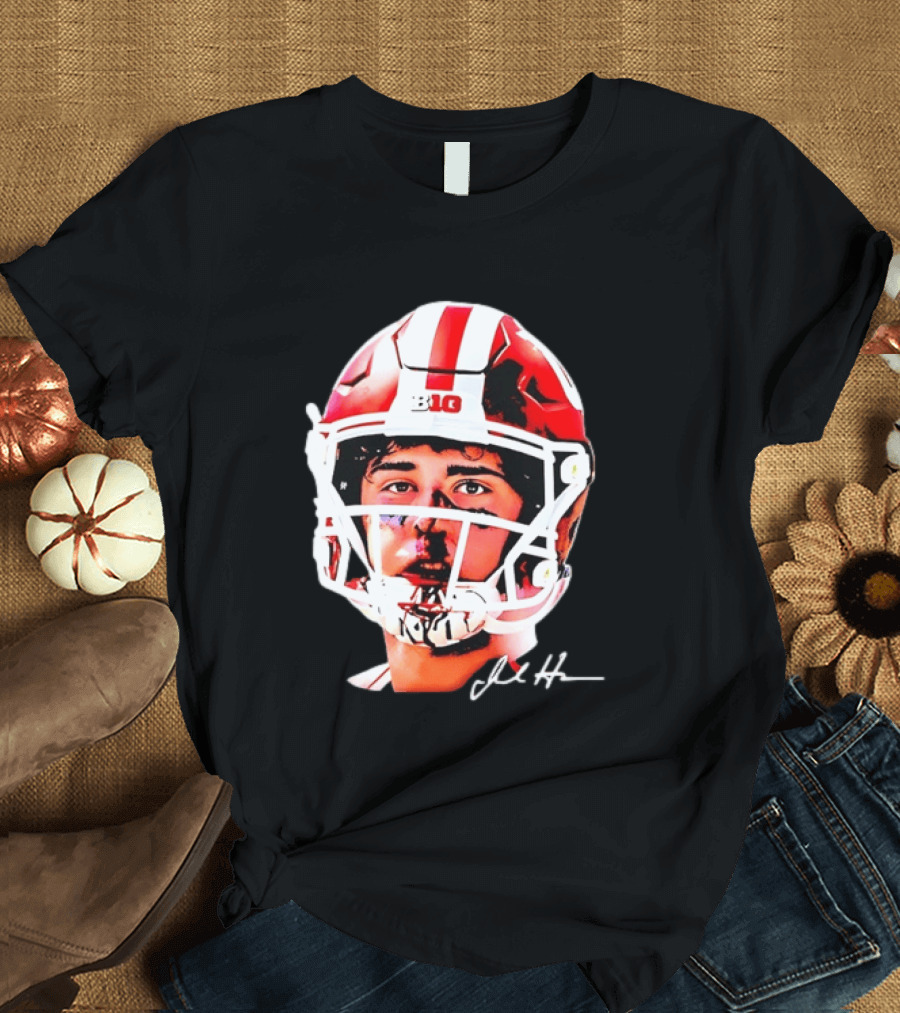 Indiana Hoosiers Big Ten Football Jack Howes Signature Helmet T-Shirt