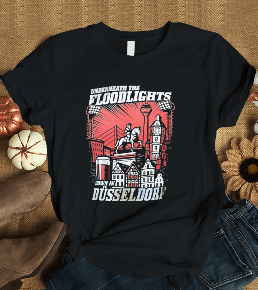 Underneath The Floodlights Düsseldorf Skyline And Equine Monument T-Shirt