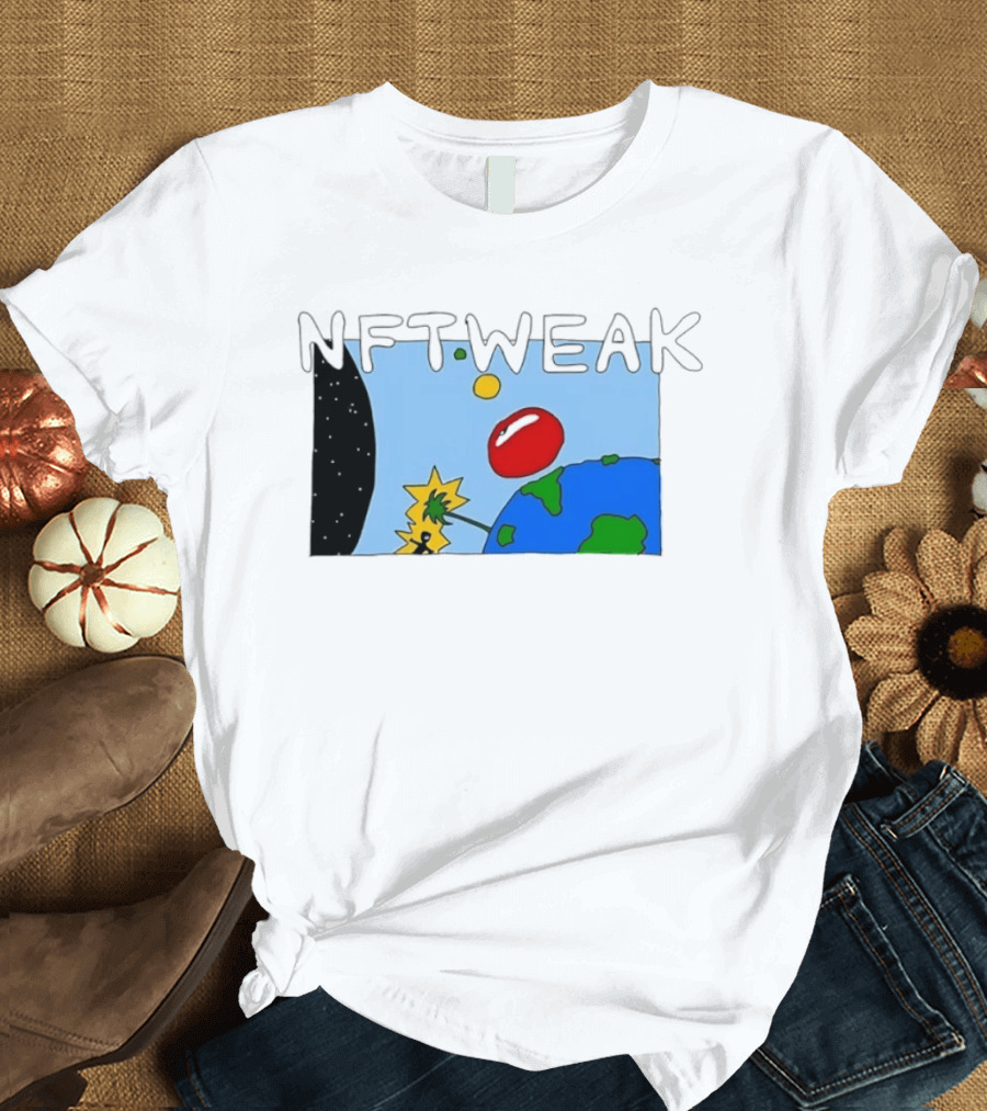 NFTWEAK Space Planet Cartoon NFT Satire Earth T-Shirt