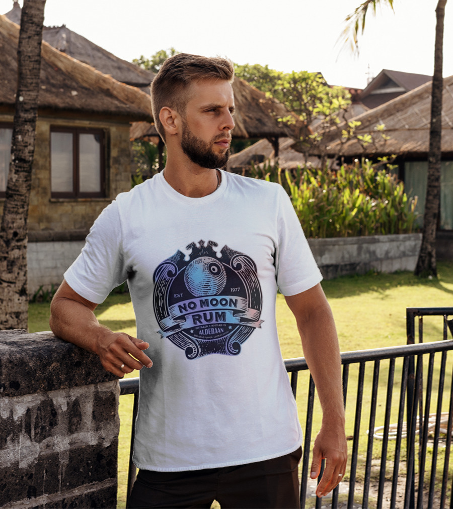 No Moon Rum Distilled And Bottled Alderaan Est 1977 T-Shirt