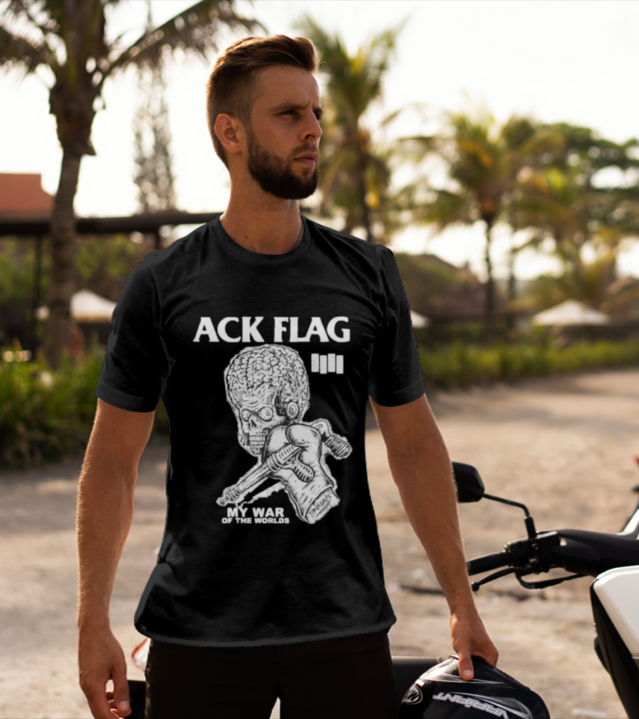 ACK Flag Mars Attacks War Of The Worlds Black Flag Mashup T-Shirt