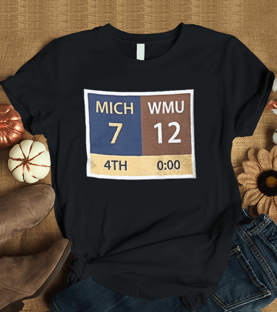 Michigan 7 WMU 12 4th Quarter Scoreboard T-Shirt