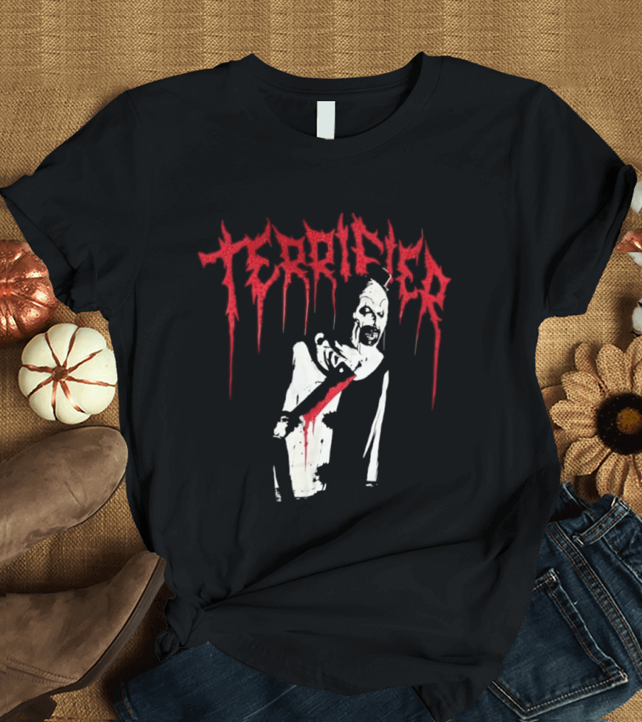 Terrifier Clown Horror Movie Rhinestone Scary Blood Effect T-Shirt