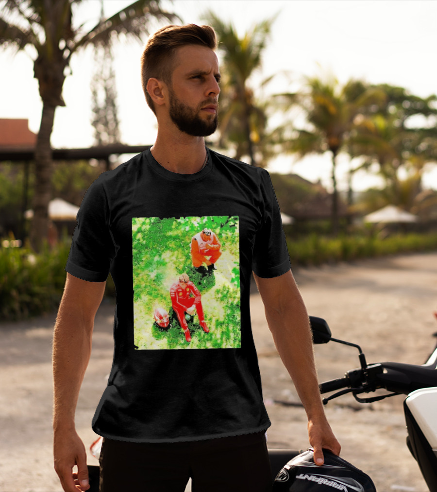 Monza GP Charles Leclerc Helmet On Grass Crash Moment T-Shirt