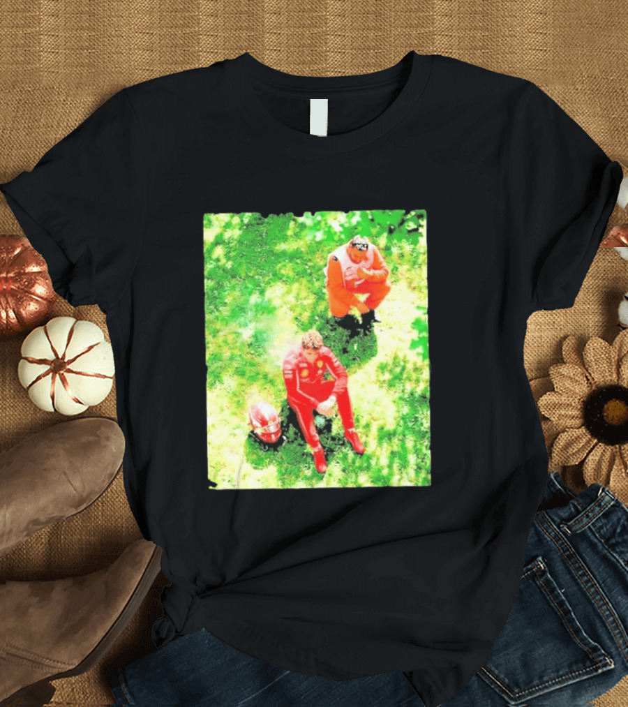 Monza GP Charles Leclerc Helmet On Grass Crash Moment T-Shirt