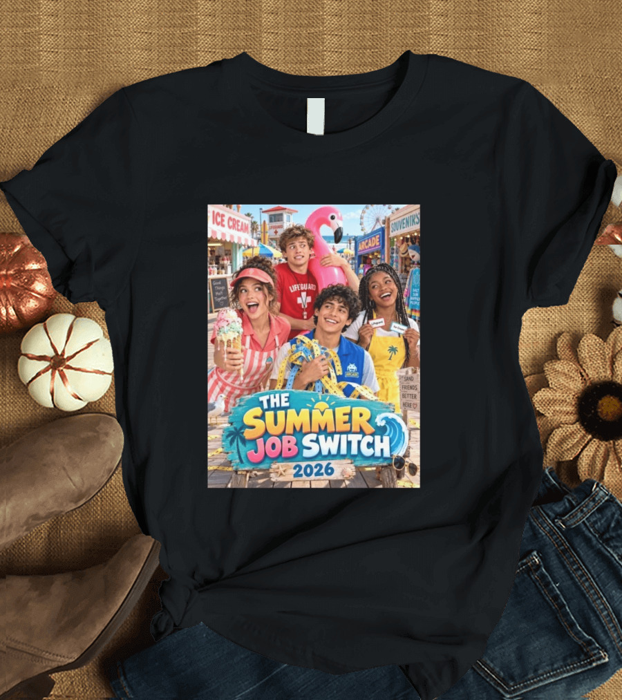 The Summer Job Switch 2026 Ice Cream Adventure Lifeguard Arcade Souvenirs Sand Friends T-Shirt