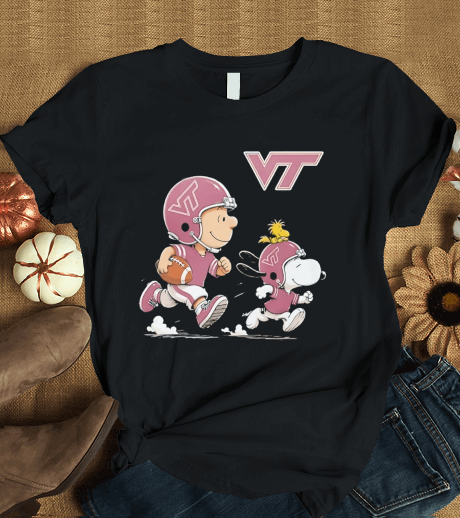 Charlie Brown Woodstock Snoopy Virginia Tech Hokies Football VT T-Shirt