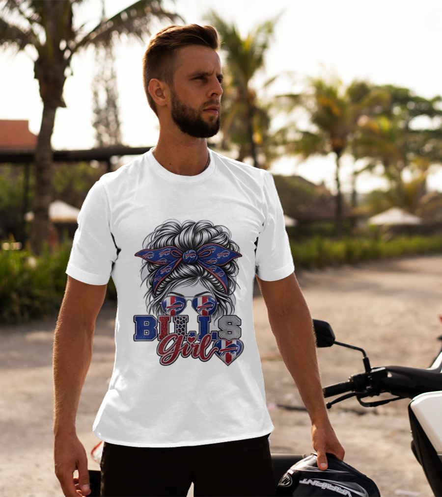 Buffalo Bills Girl Messy Bun Sunglasses BILLS Girl T-Shirt