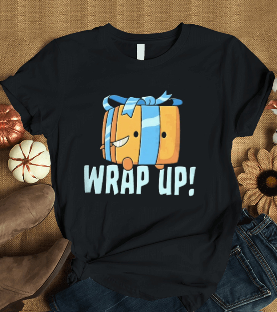 Mischievous Cartoon Ribboned Present Wrap Up With Knife T-Shirt