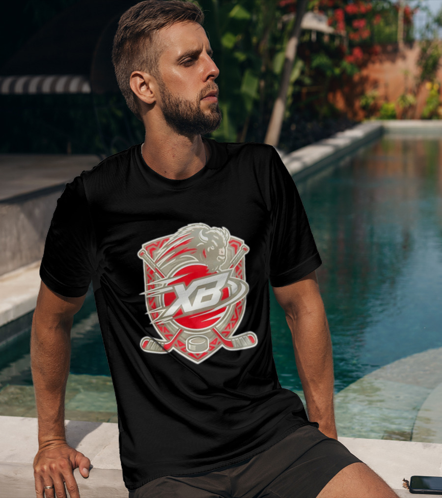 XB Buffalo Hockey Team Emblem With Crossed Sticks And Puck T-Shirt