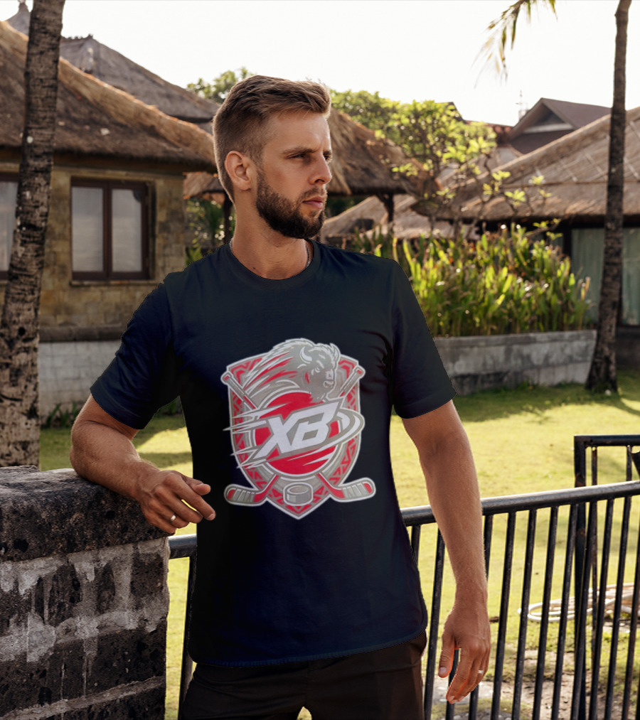 XB Buffalo Hockey Team Emblem With Crossed Sticks And Puck T-Shirt