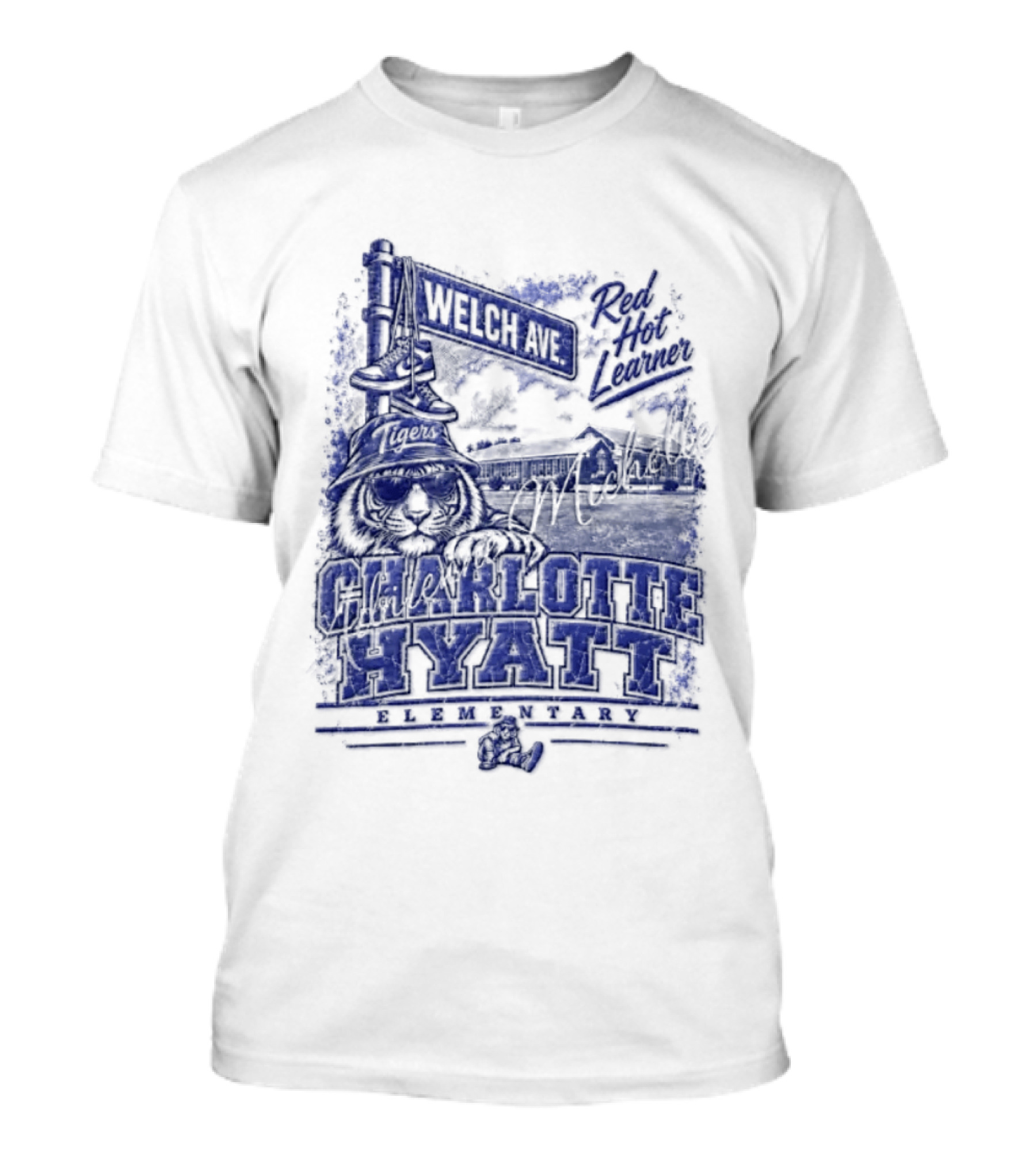 Charlotte Hyatt Welch Ave Tigers Red Hot Learner Elementary T-Shirt