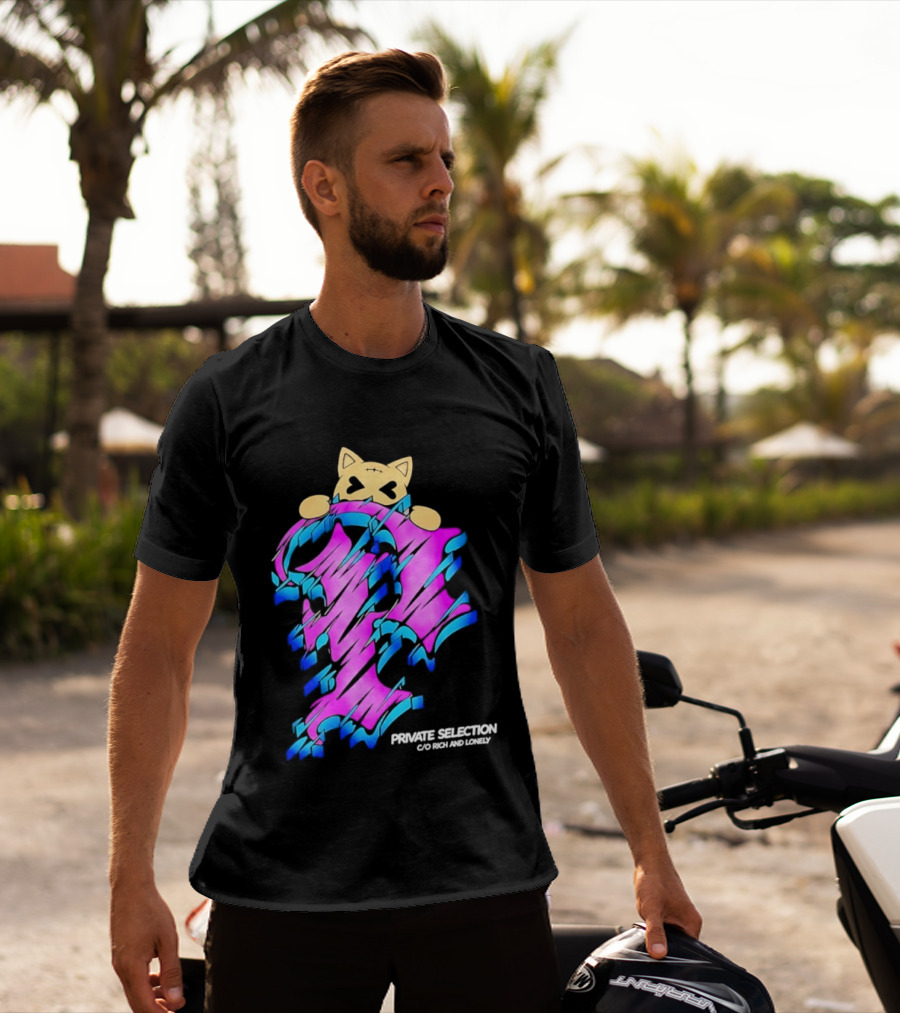Private Selection C O Rich And Lonely Streetwear Cat Graffiti Aesthetic T-Shirt