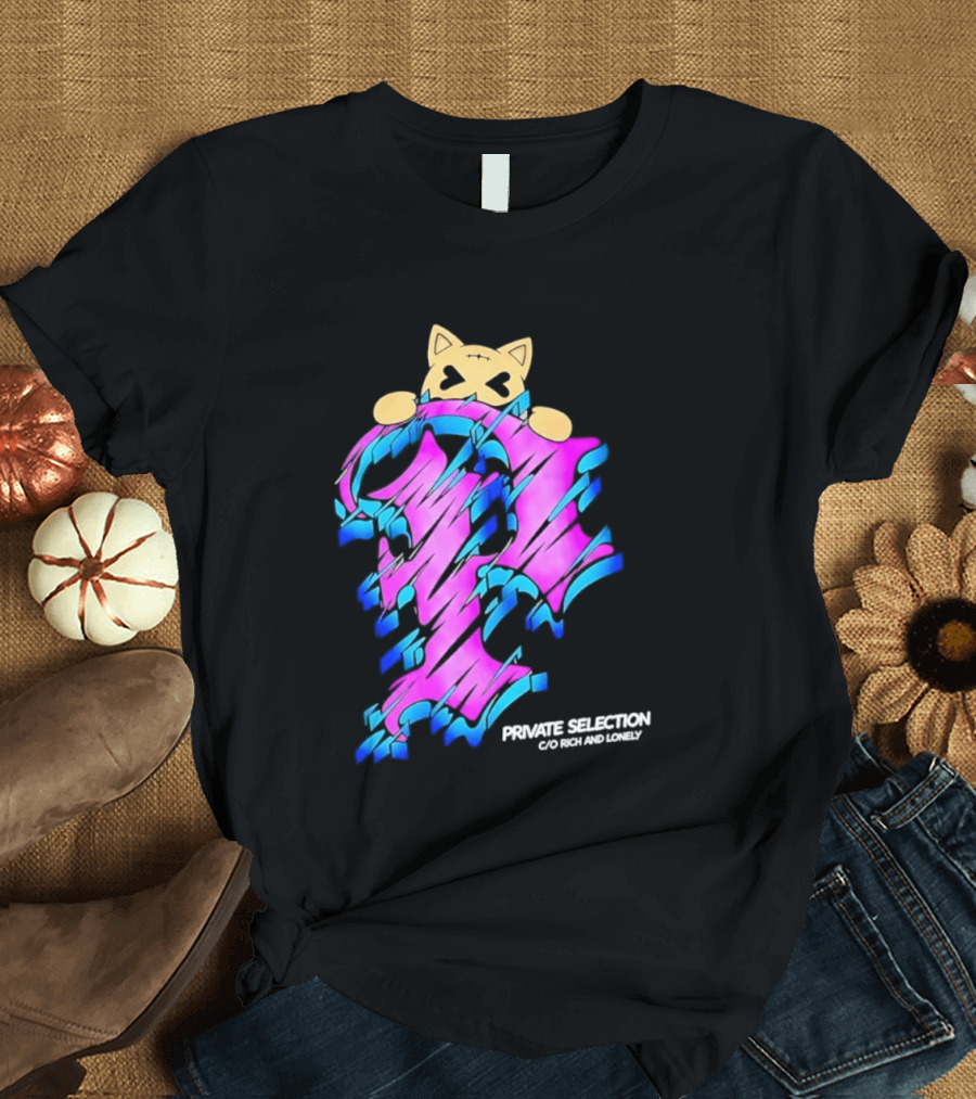 Private Selection C O Rich And Lonely Streetwear Cat Graffiti Aesthetic T-Shirt