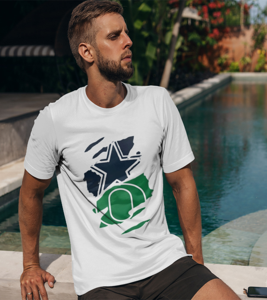 Dallas Cowboys Star And Oregon Ducks O Ripped Team Logos T-Shirt