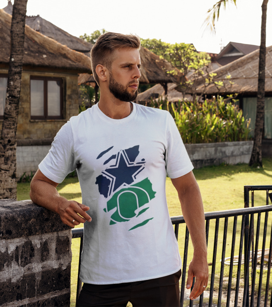 Dallas Cowboys Star And Oregon Ducks O Ripped Team Logos T-Shirt
