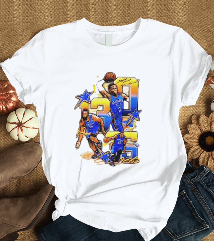 James Harden Russell Westbrook Kevin Durant Oklahoma City Thunder NBA Legends T-Shirt