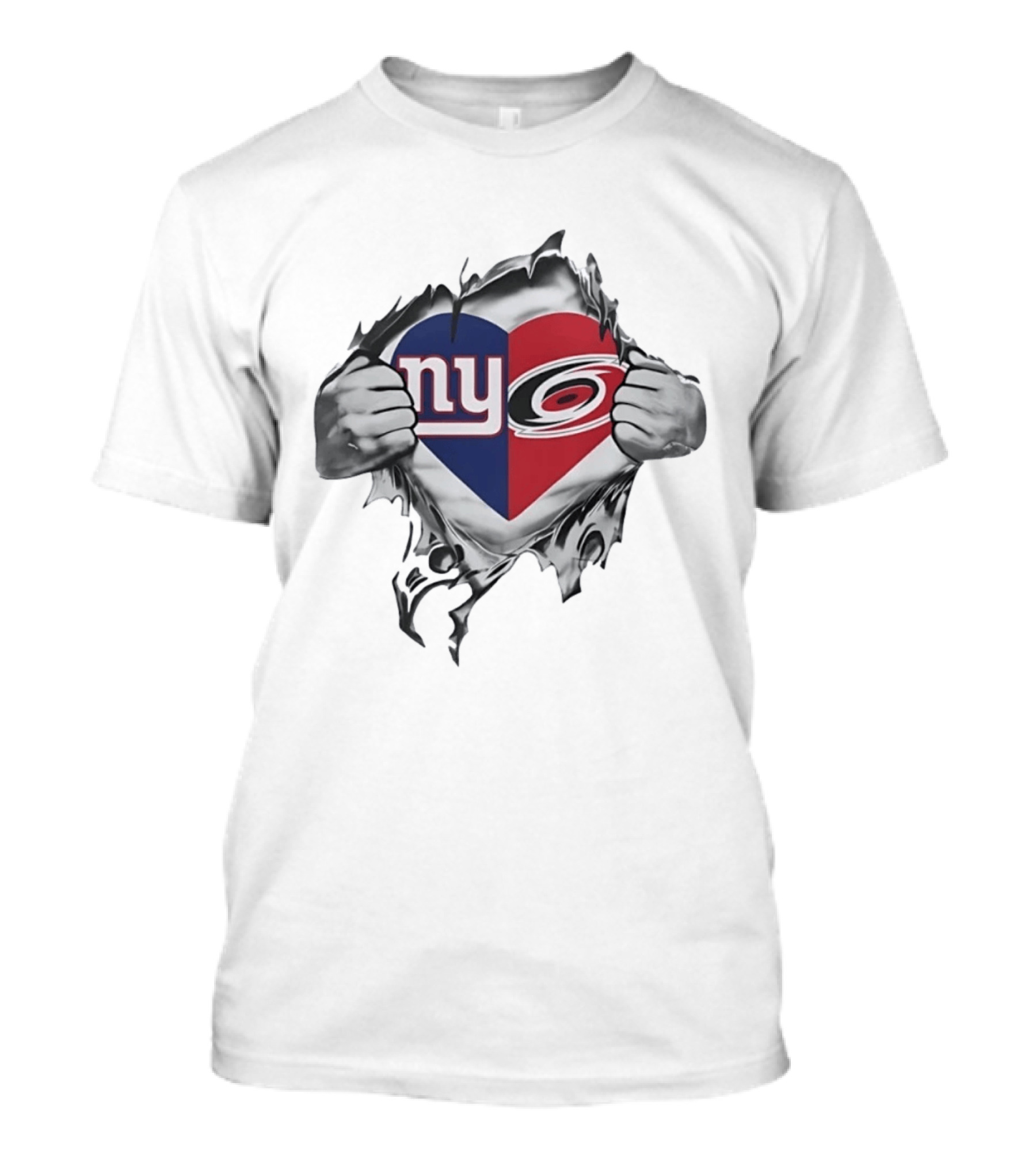 New York Giants Carolina Hurricanes Heart Fan Pride T-Shirt