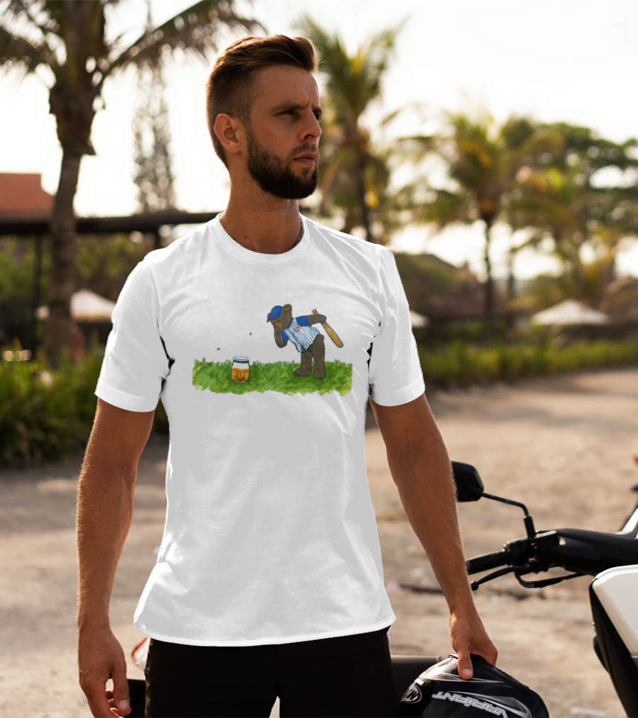 South Bend Cubs Bear With Baseball Bat And Honey Jar On Grass T-Shirt