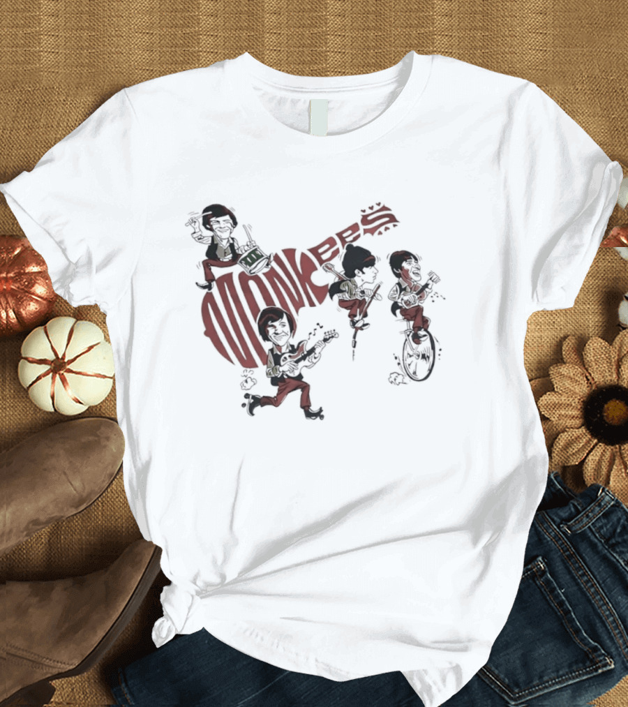 The Monkees Cartoon Band Members Davy Jones Micky Dolenz Mike Nesmith Peter Tork T-Shirt
